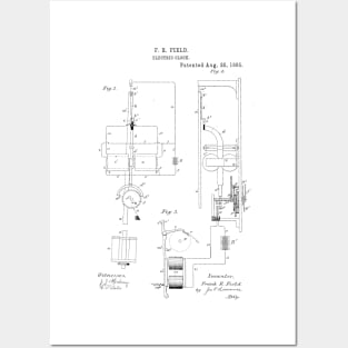 Electric Clock Vintage Patent Hand Drawing Posters and Art